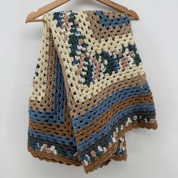 Handmade Crochet Granny Square Throw Blanket 30x30 Multicolor Boho Retro - View 4