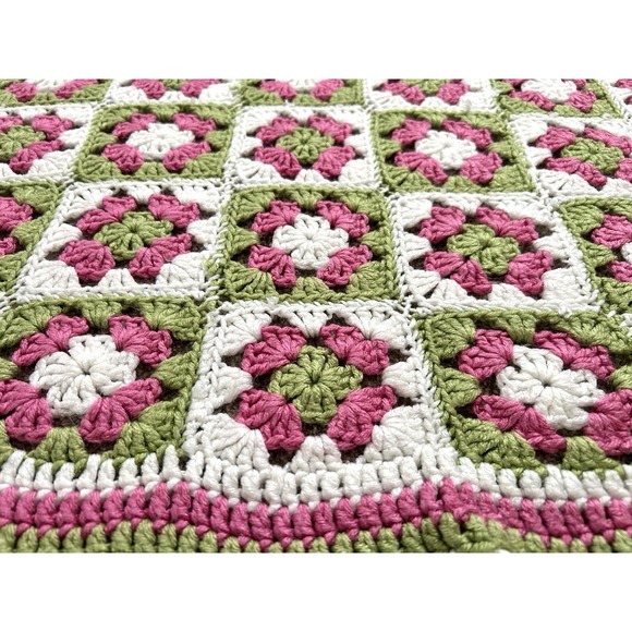 Handmade Crochet Granny Square Throw Blanket 30x30 Multicolor Boho Retro - View 9