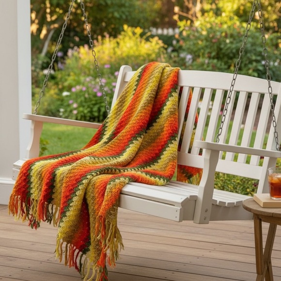 Handmade Crochet Granny Square Throw Blanket 30x30 Multicolor Boho Retro - View 11