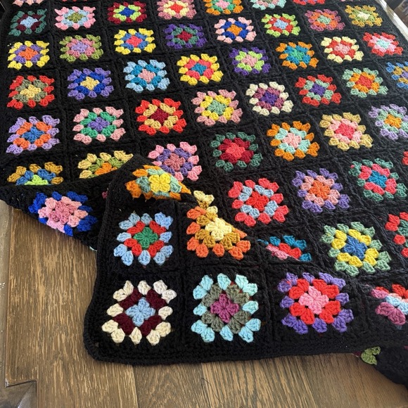 Handmade Crochet Granny Square Throw Blanket 30x30 Multicolor Boho Retro - View 13