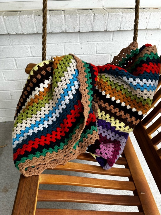 Handmade Crochet Granny Square Throw Blanket 30x30 Multicolor Boho Retro - View 16