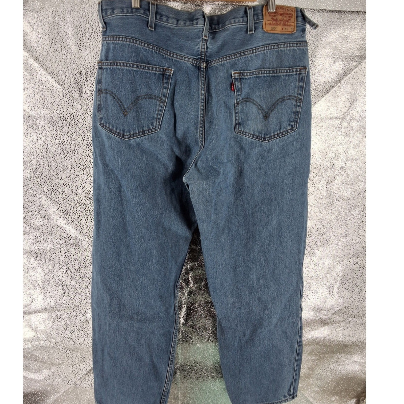 Levi's 550 Relaxed Fit Mens Blue Jeans W42 L32 Medium Wash Cotton Denim - View 5