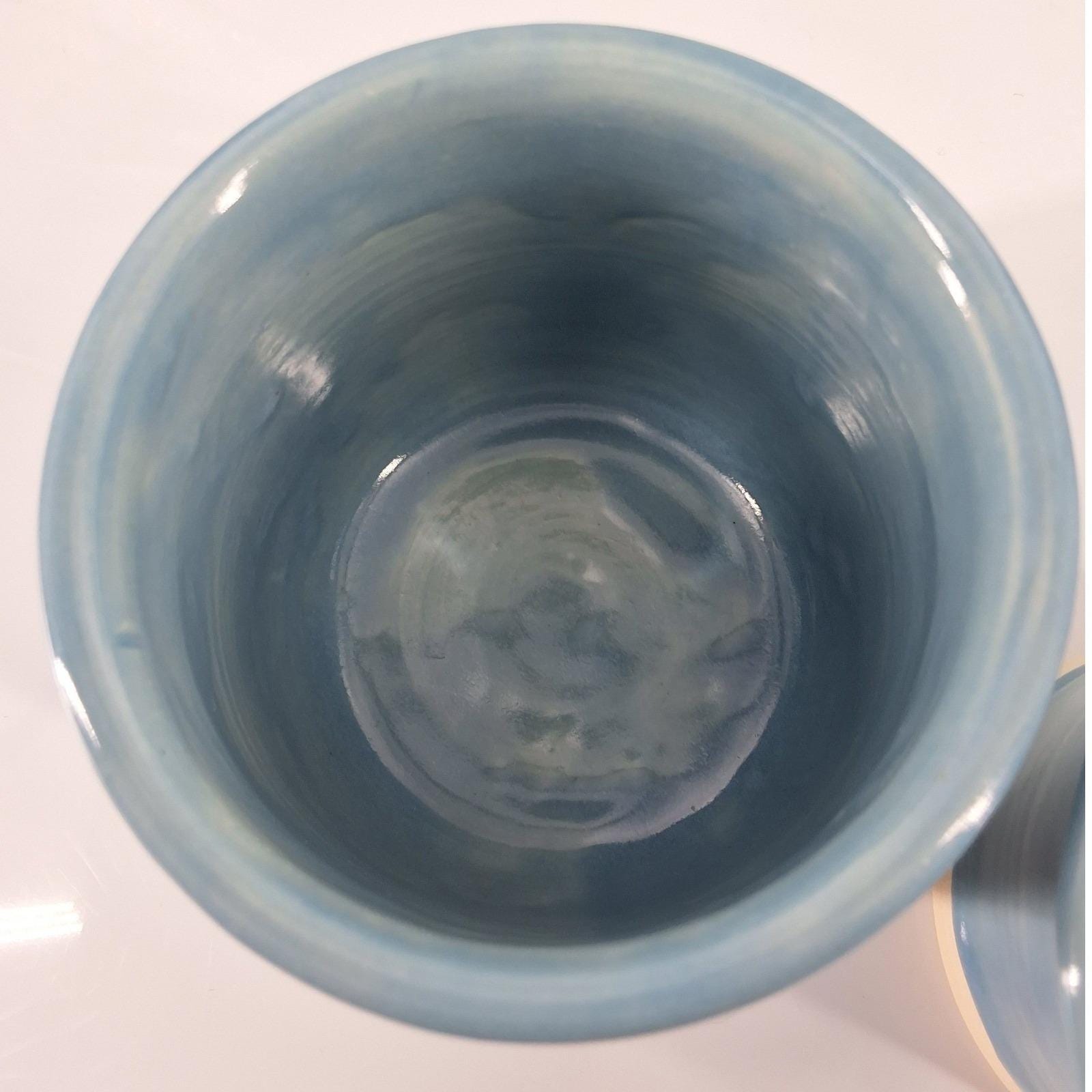 Blue Ceramic Studio Pottery French Butter Bell Crock Artisan Signed RM - View 5