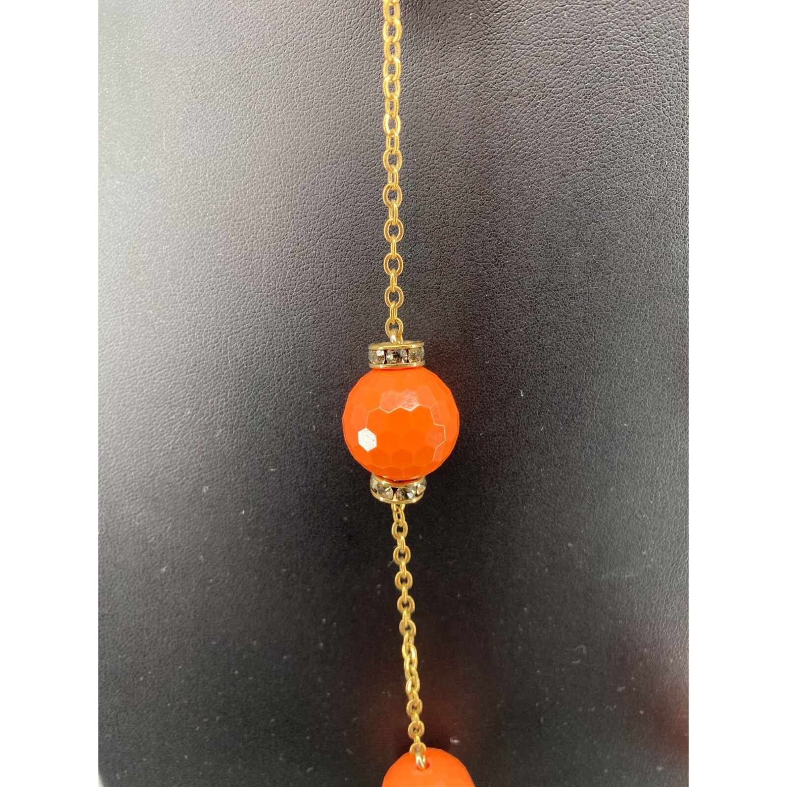 J. Crew Long Chain Faceted Rondelle Rhinestone Station Necklace Peach Fizz - View 5