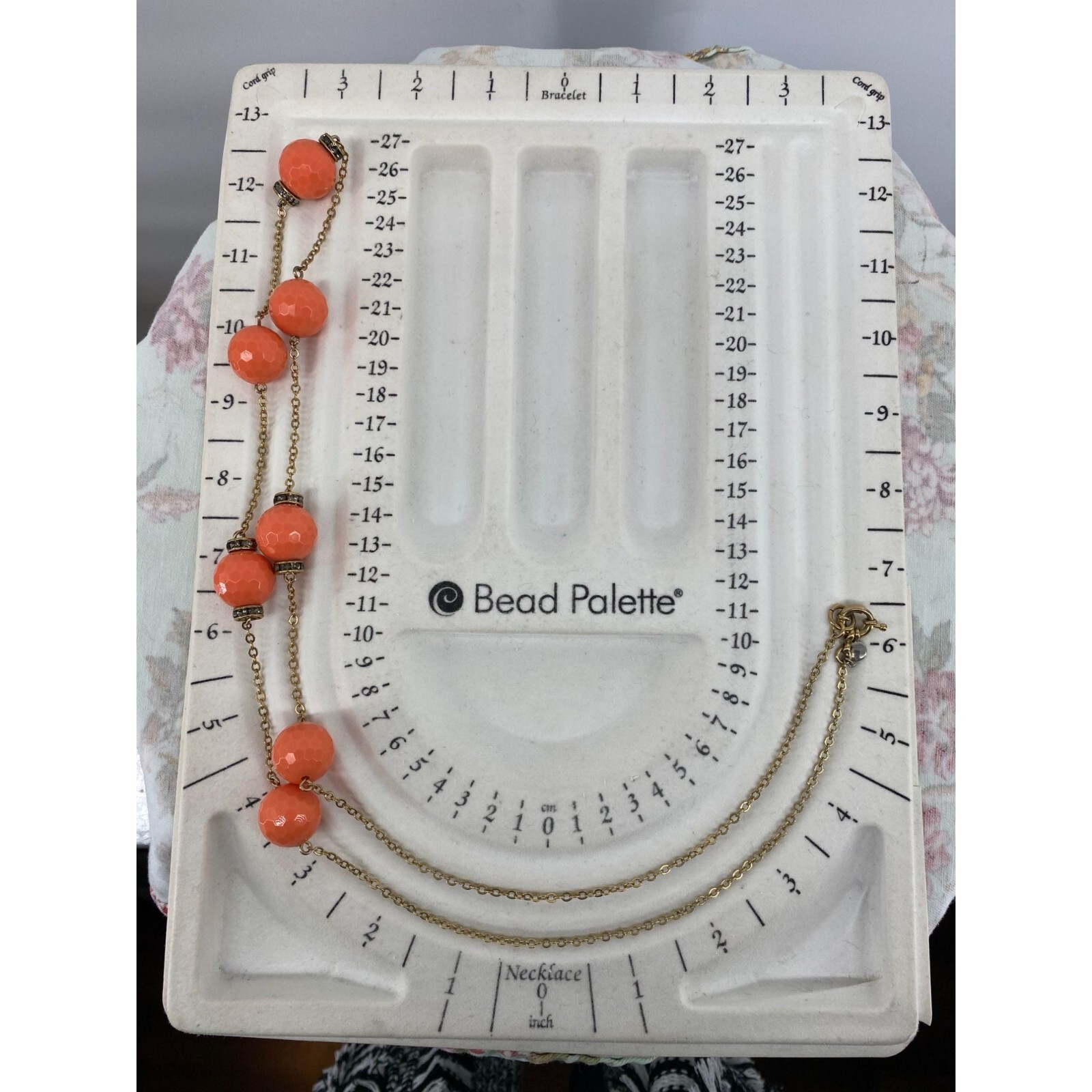 J. Crew Long Chain Faceted Rondelle Rhinestone Station Necklace Peach Fizz - View 7