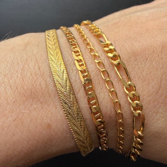 Italy 925 Sterling Silver‎ Gold Vermeil Wheat Chain Bracelet 7" 3.2g Minimalist - View 23