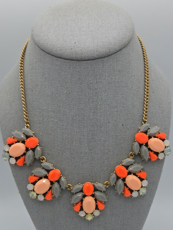 J. Crew Long Chain Faceted Rondelle Rhinestone Station Necklace Peach Fizz - View 13