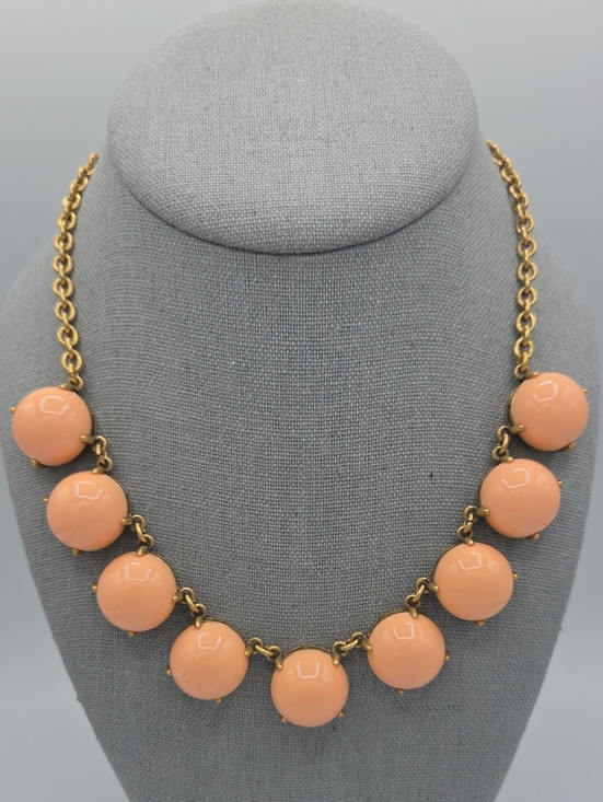 J. Crew Long Chain Faceted Rondelle Rhinestone Station Necklace Peach Fizz - View 20