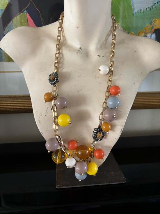 J. Crew Long Chain Faceted Rondelle Rhinestone Station Necklace Peach Fizz - View 22