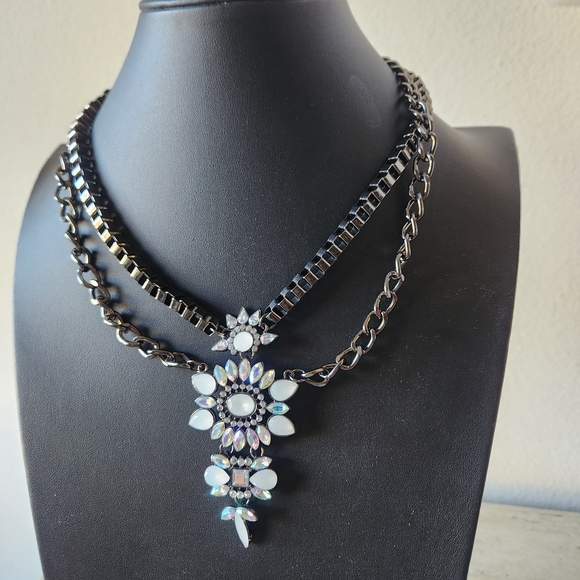 J. Crew Long Chain Faceted Rondelle Rhinestone Station Necklace Peach Fizz - View 23
