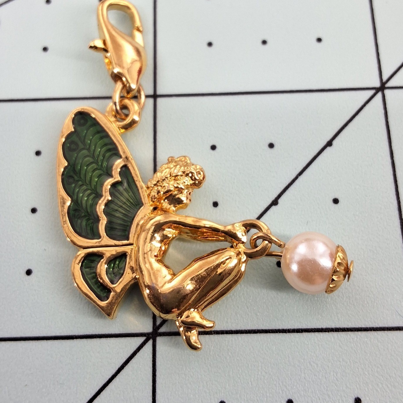 Gold Tone Enamel Cat & Fairy Charm Bracelet Whimsical Fantasy Jewelry - View 7