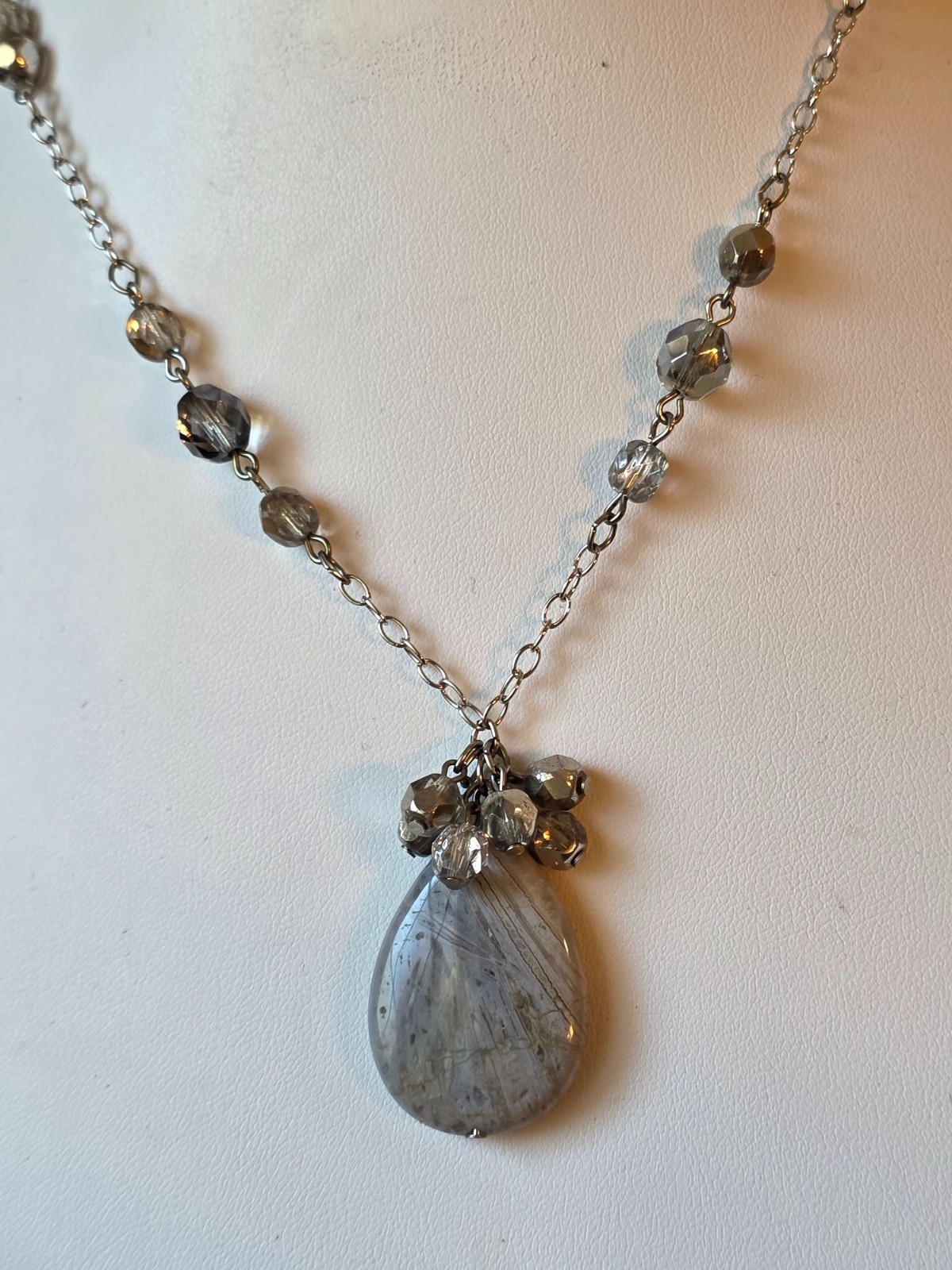 Alexis K. Silver-Tone Chain Necklace With Teardrop‎ Pendant
