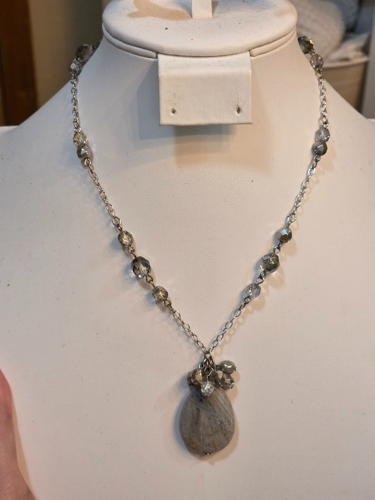 Alexis K. Silver-Tone Chain Necklace With Teardrop‎ Pendant - View 5