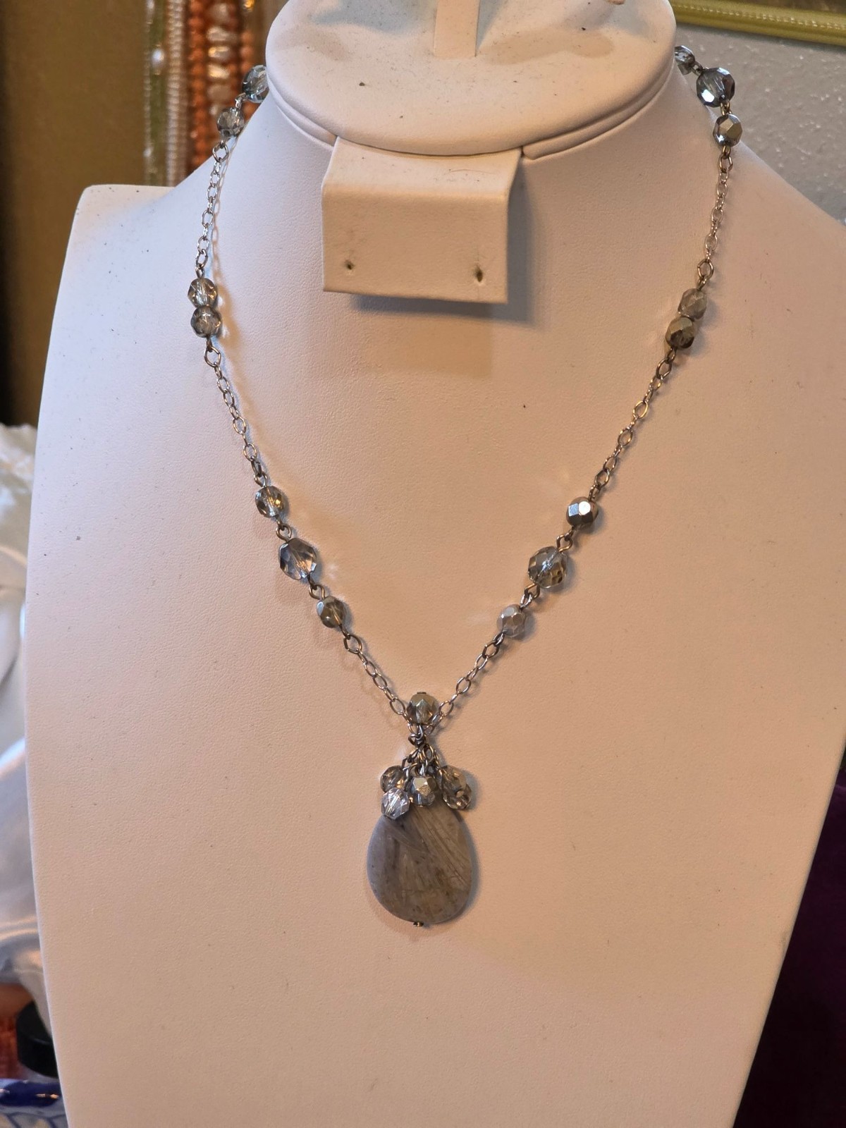 Alexis K. Silver-Tone Chain Necklace With Teardrop‎ Pendant - View 7