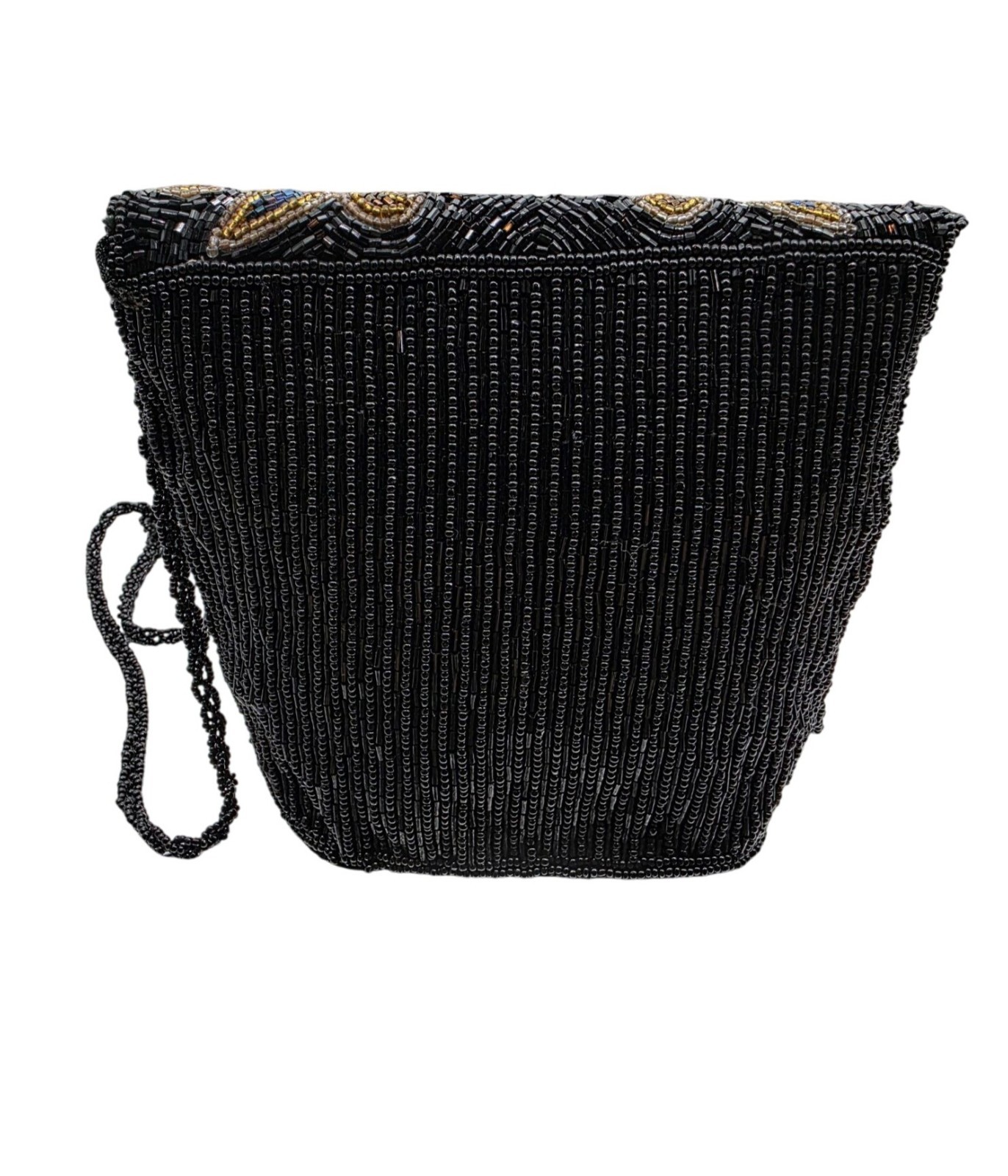 Vintage Beaded Evening Bag With Intricate Design & Chain Strap
