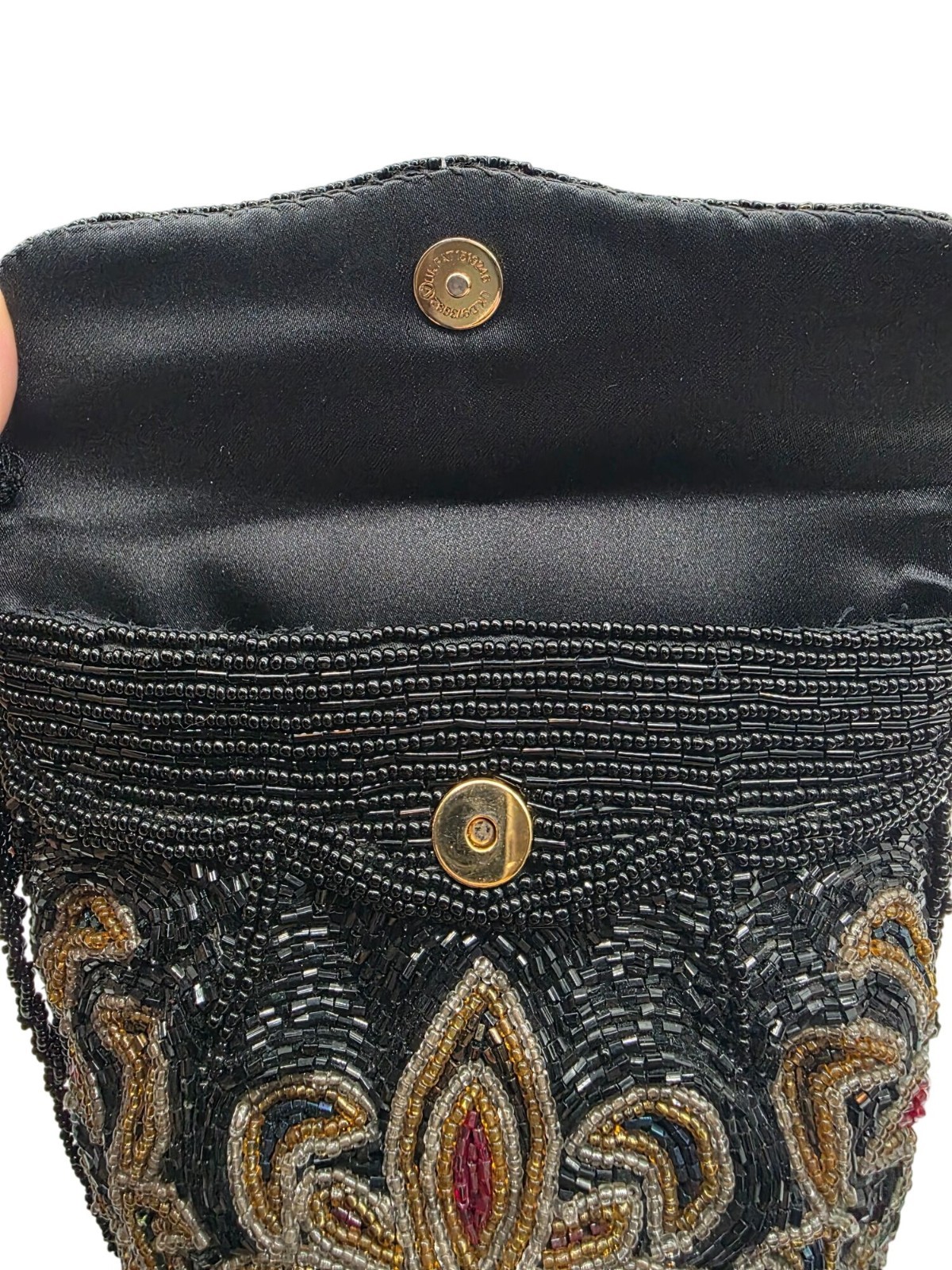 Vintage Beaded Evening Bag With Intricate Design & Chain Strap - View 5