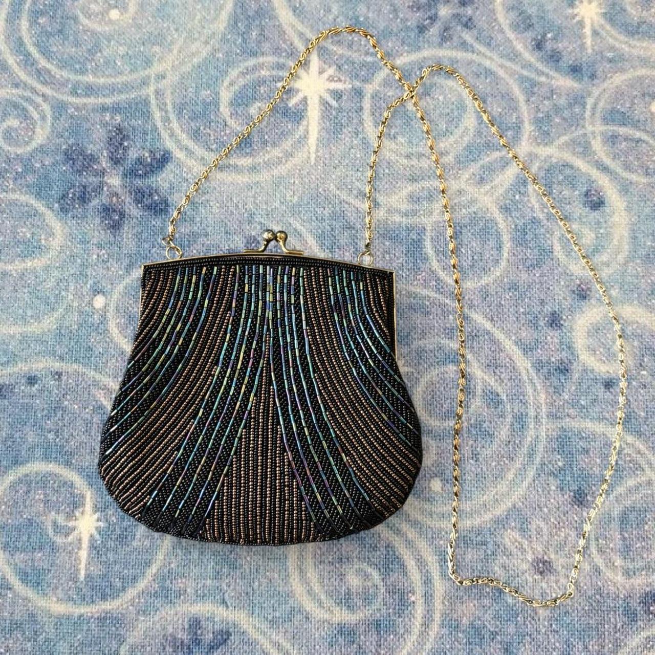 Vintage Beaded Evening Bag With Intricate Design & Chain Strap - View 15