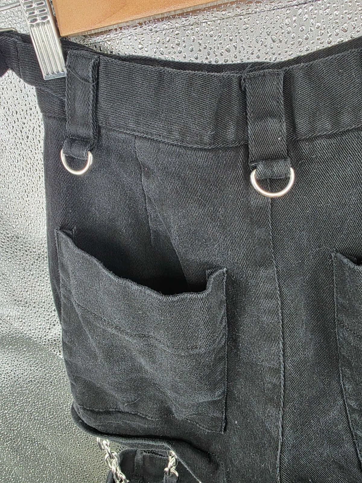 Black Chain-Linked Convertible Pants‎ With Cargo Pockets Size XXS - View 7