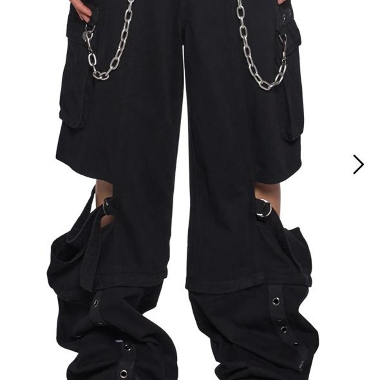 Black Chain-Linked Convertible Pants‎ With Cargo Pockets Size XXS - View 16
