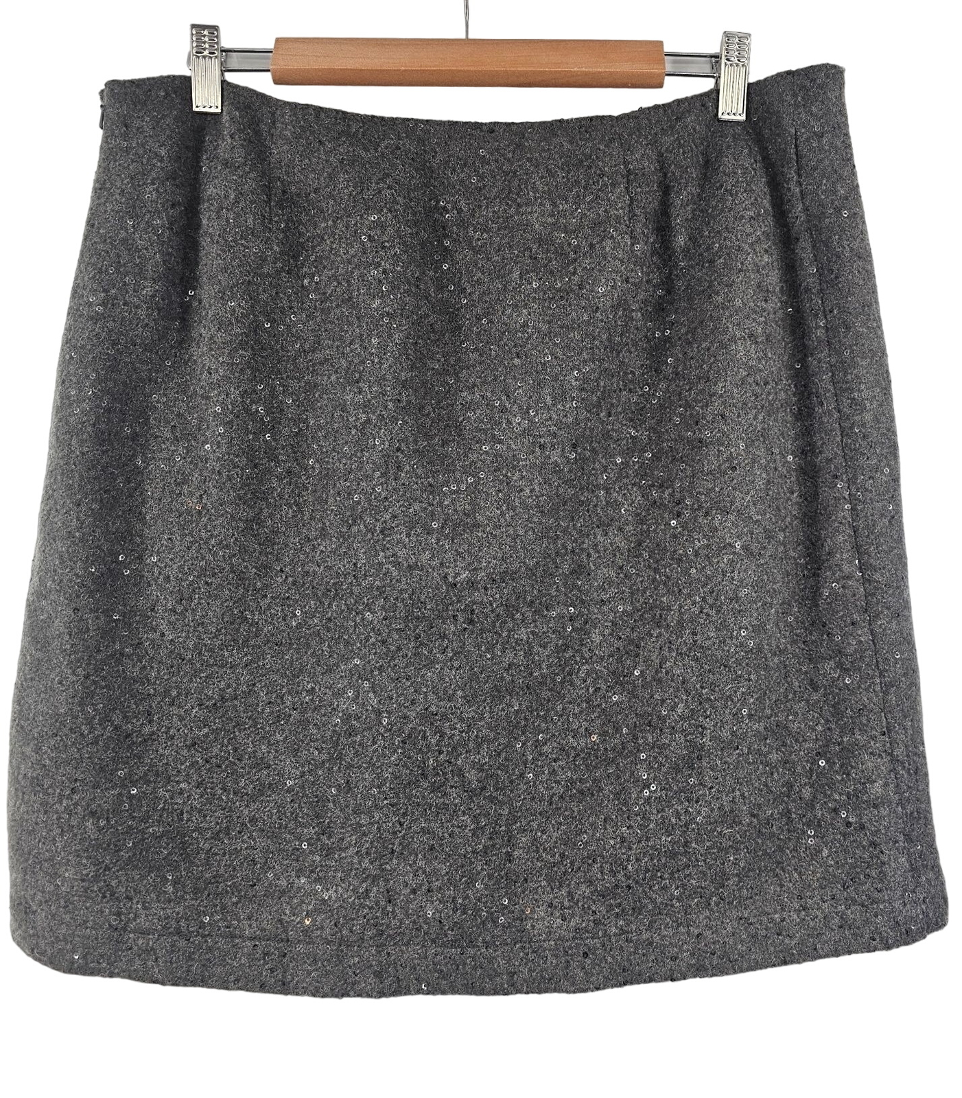 J.Jill‎ Charcoal Sequin Wool Blend Mini Skirt 12 Petite NWOT