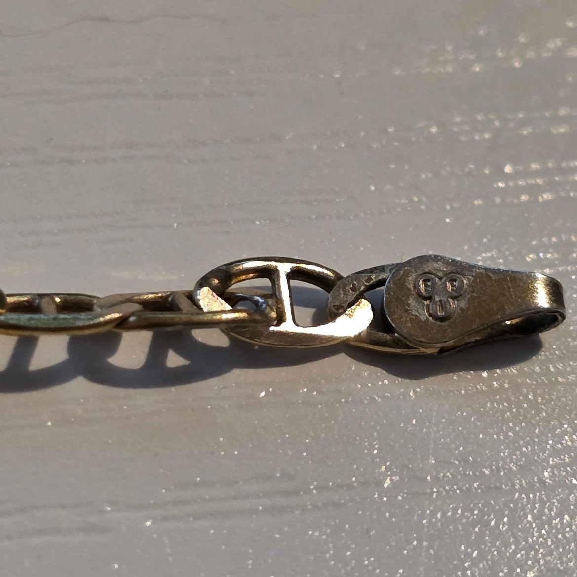 Italian Gold Vermeil 925 Sterling Silver Figaro Chain‎ Bracelet 6.5" 2.5g - View 9