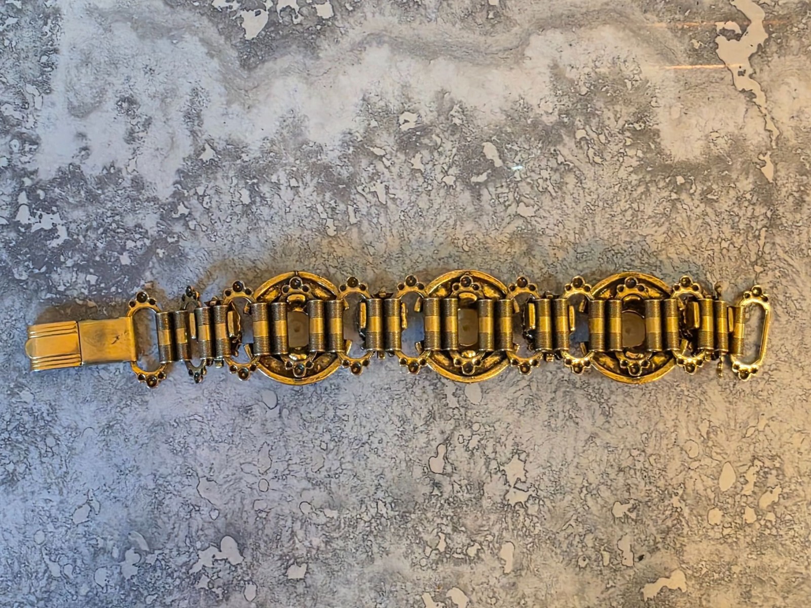 Antique Book Chain Bracelet With‎ Faux Pearl Accents - View 3
