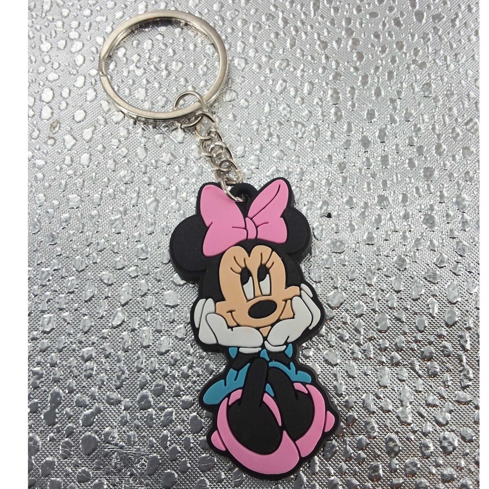 Disney Minnie Mouse Rubber Keychain Set of 3 | Pink & Black Bag Charm Fob