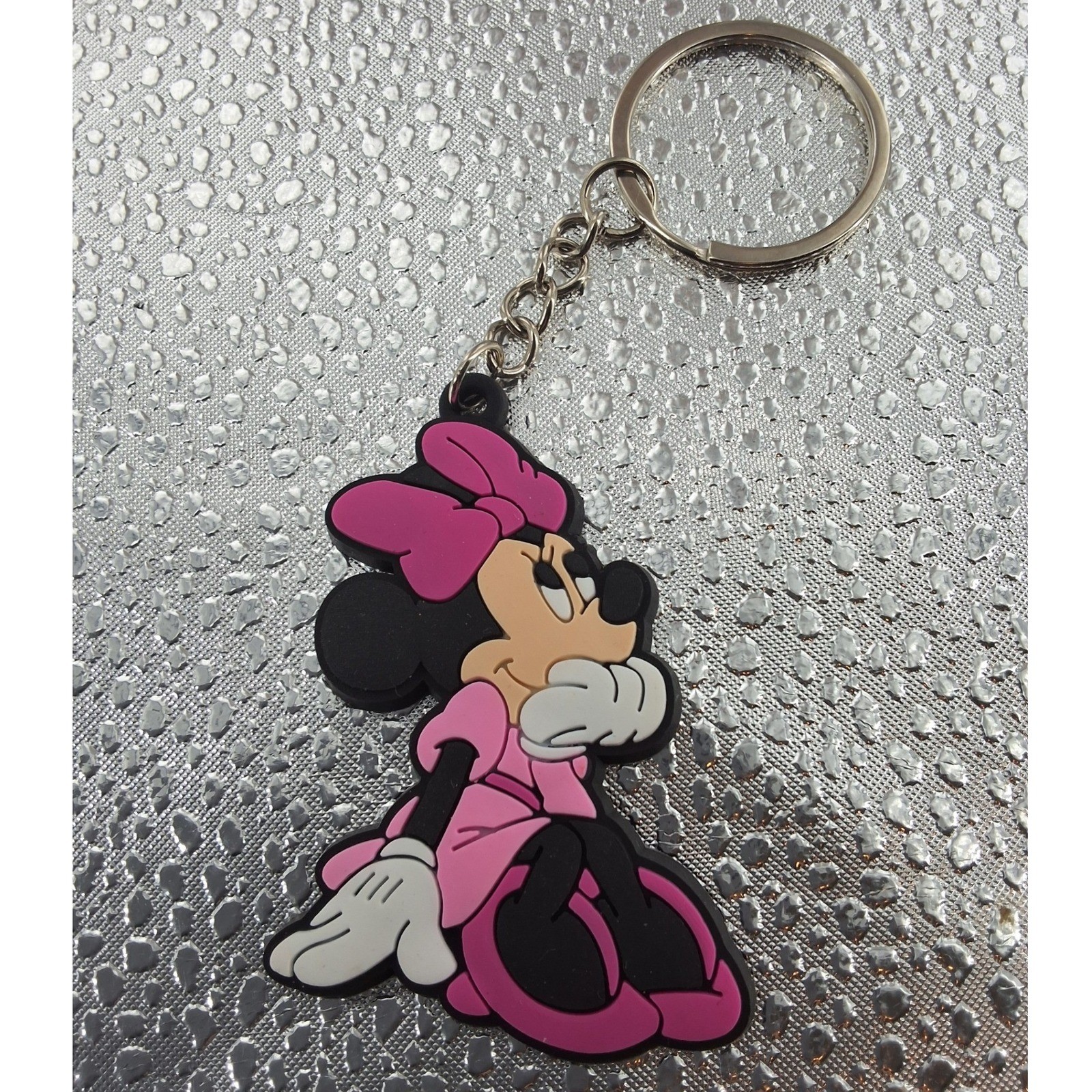 Disney Minnie Mouse Rubber Keychain Set of 3 | Pink & Black Bag Charm Fob - View 4