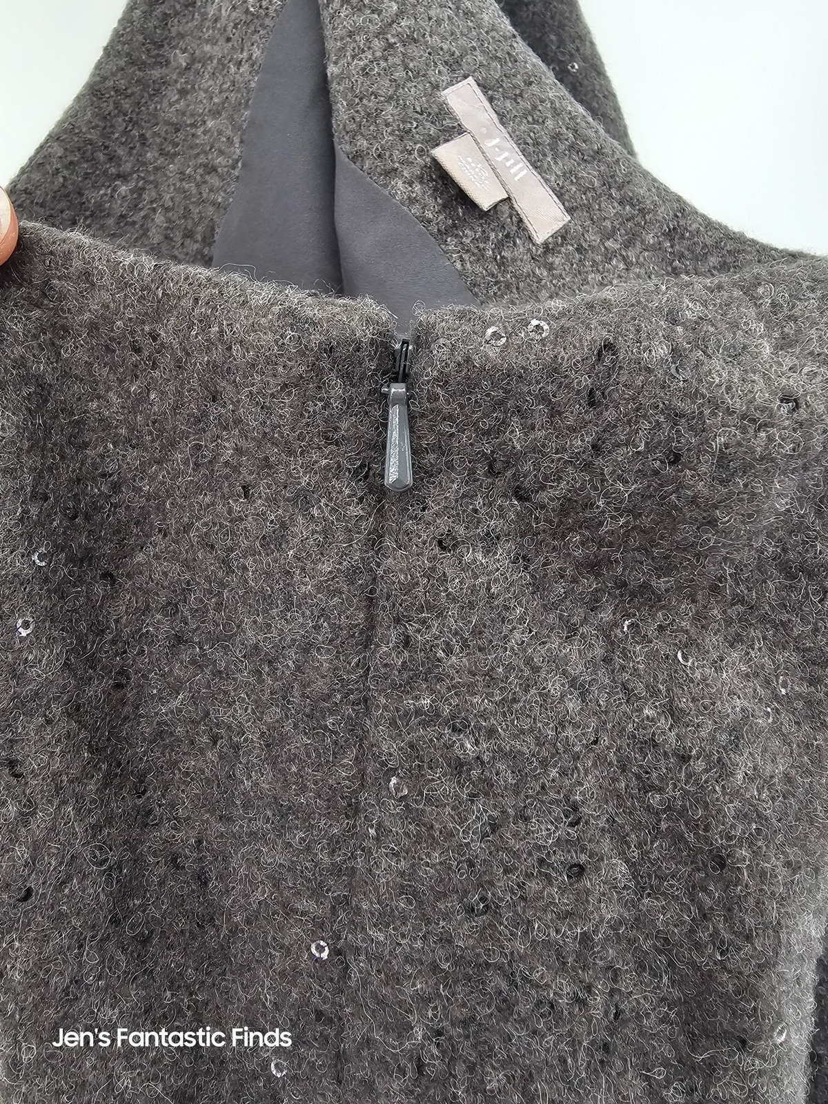 J.Jill‎ Charcoal Sequin Wool Blend Mini Skirt 12 Petite NWOT - View 4