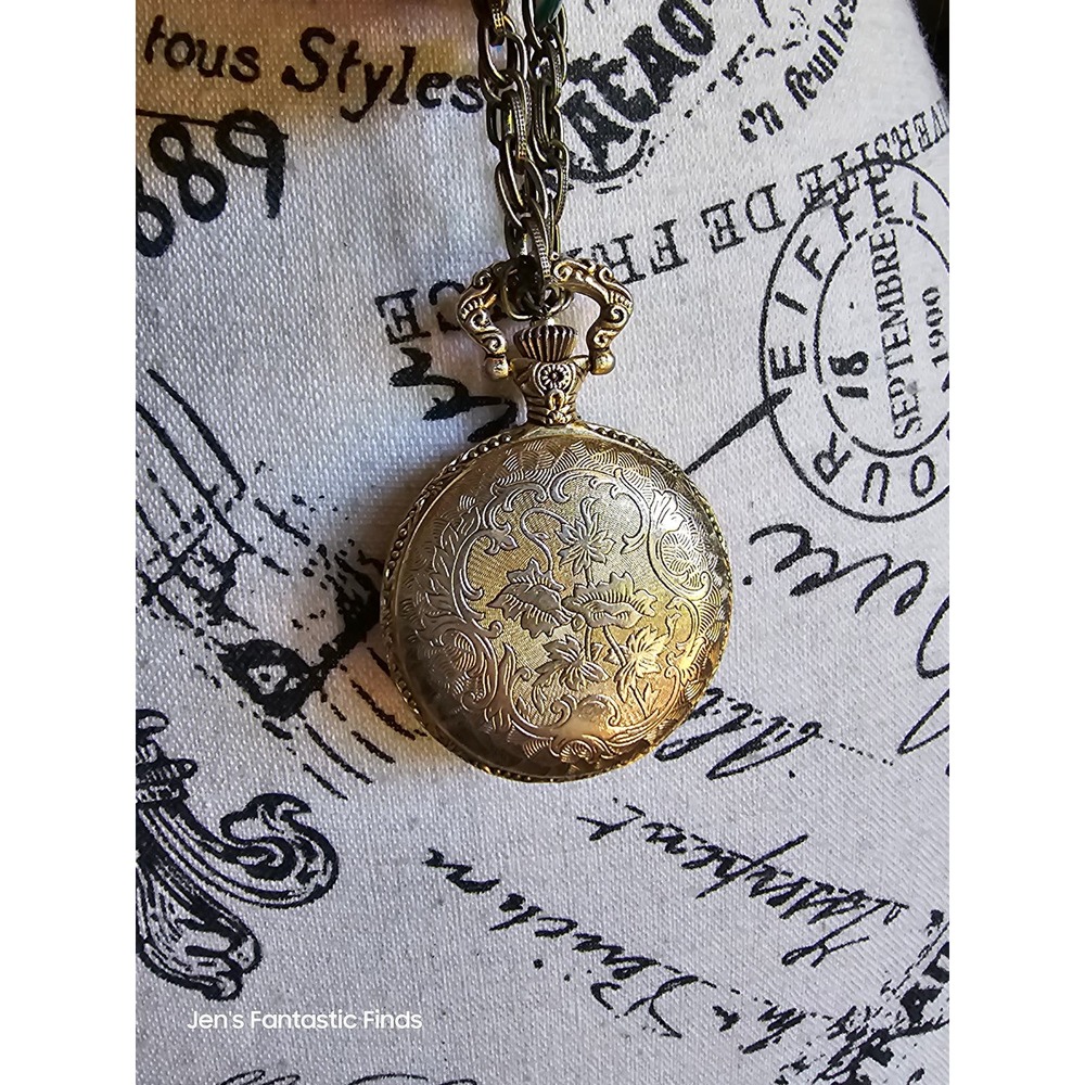 Milan Pocket Watch with Chain-link Necklace 39-46" Steam Punk‎ Antique Gold - View 6