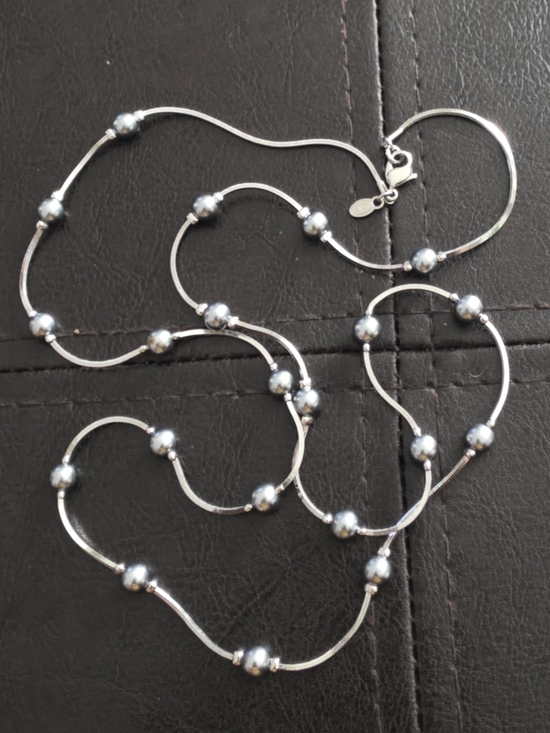 Monet Champagne Faux Pearl Multi-Strand Y-Necklace Silver Tone Teardrop - View 13