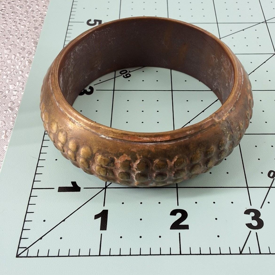 Vintage Chunky Hammered Copper Bangle Bracelet Made in India Boho - View 3