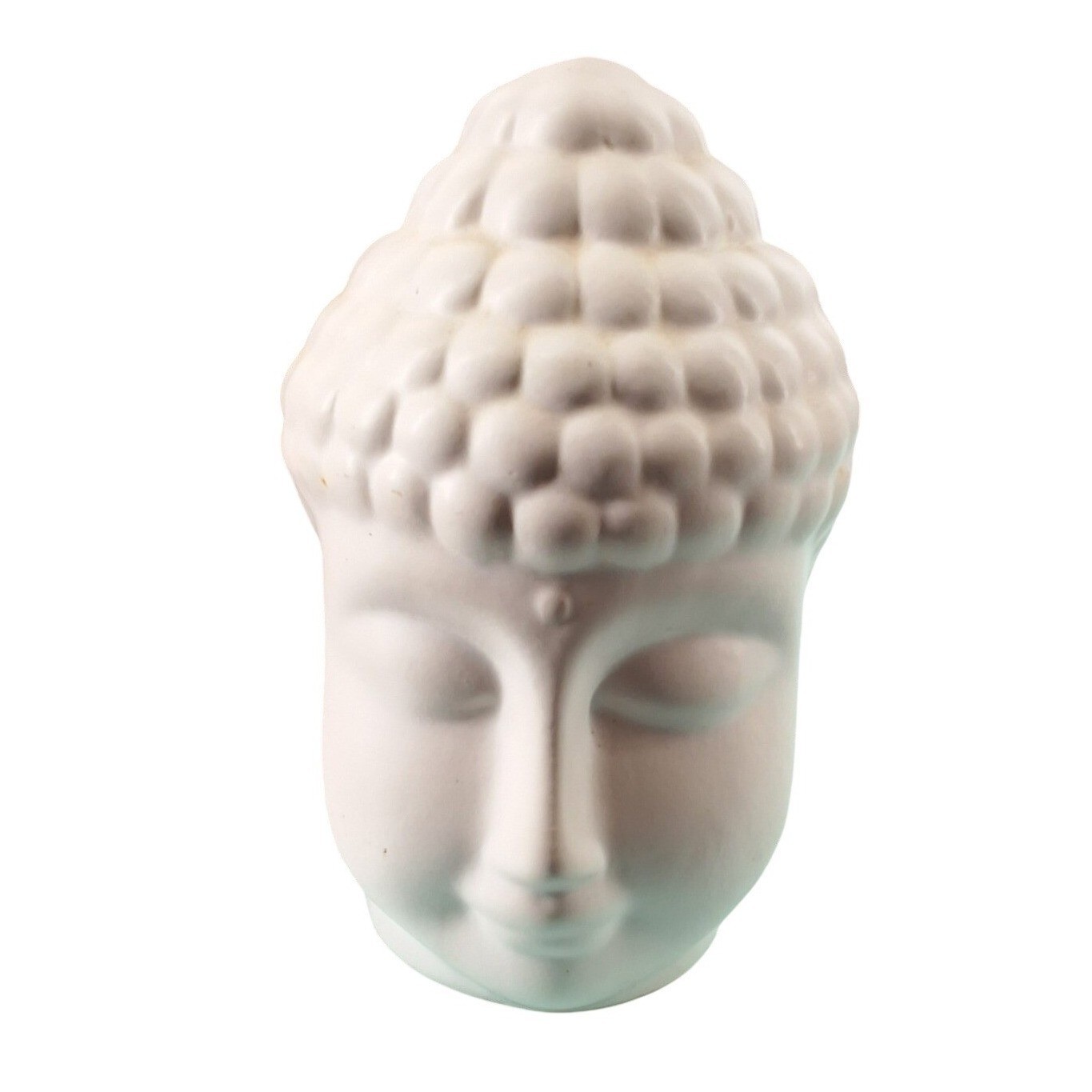 Matte White Ceramic Buddha Head Statue 5" Zen Home Decor Spiritual Bust