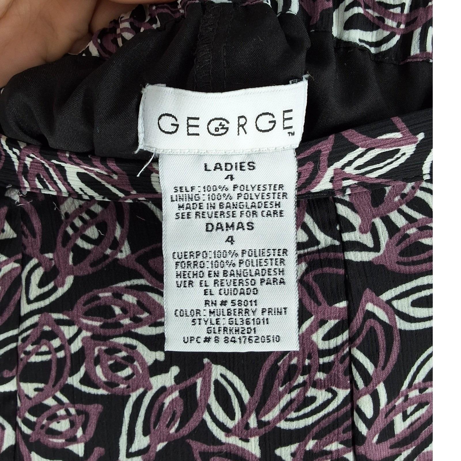 Mulberry Leaf Print A-Line Skirt Purple Green Black Size 4