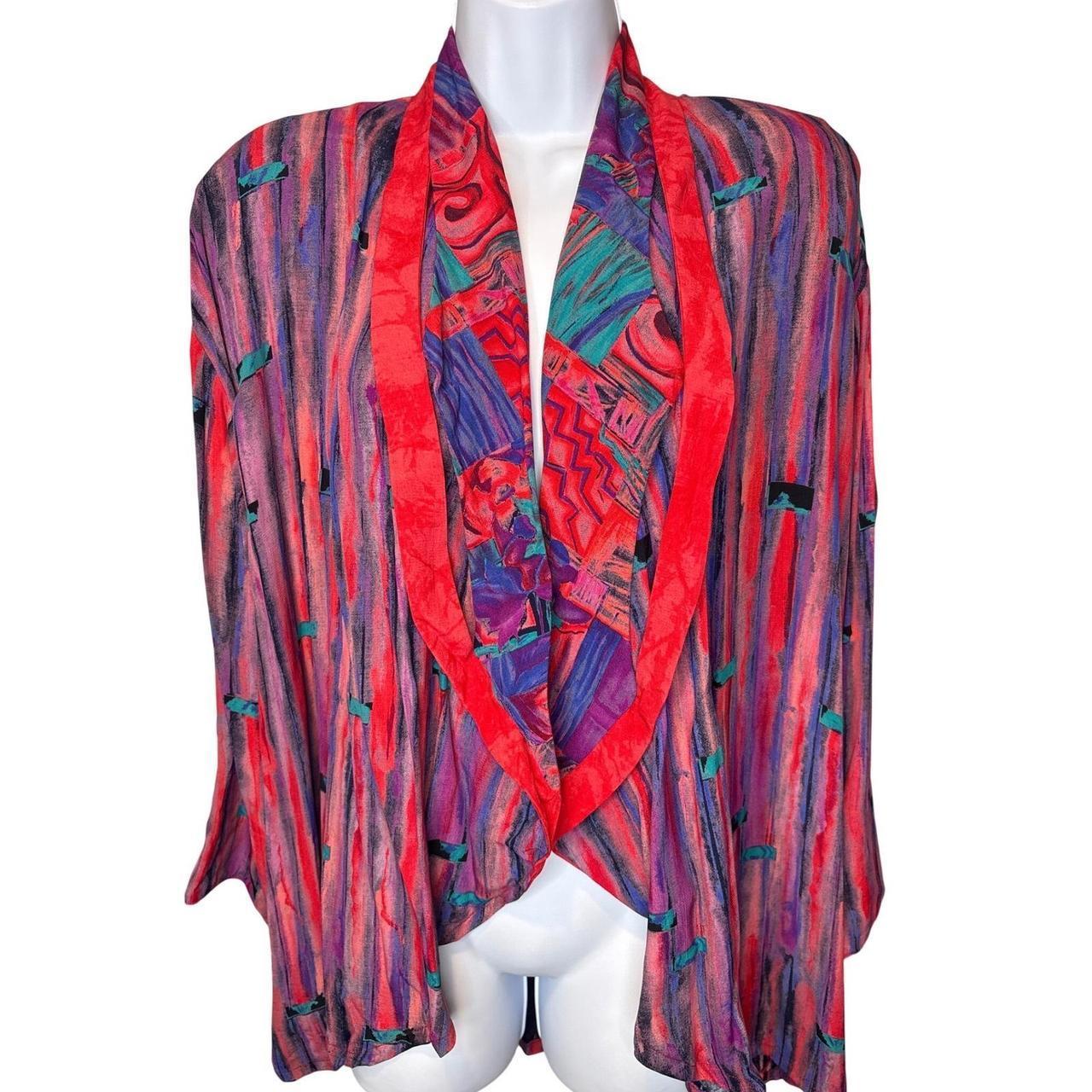 Vintage Bowdon Kimono Jacket Black Yellow Floral Butterfly Tapestry Coin Tie - View 6