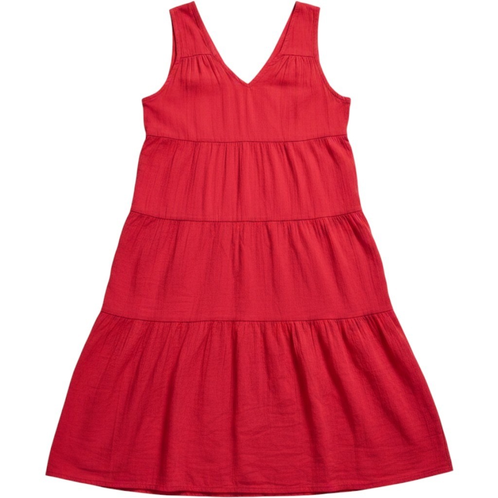 Quince Organic Cotton Gauze Tiered Maxi Dress Wild Cherry Red XL LB96328-RK001