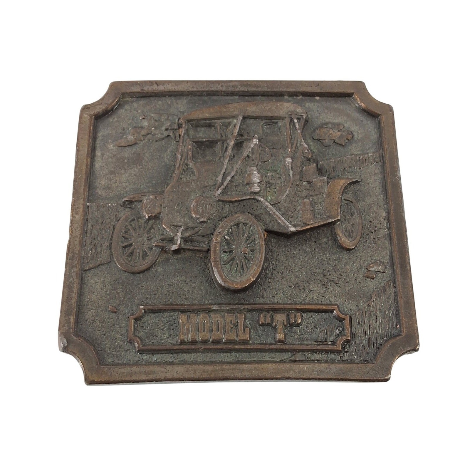 Vintage 1977 Bergamot Brass Works Solid Brass Ford Model T Belt Buckle J-57A