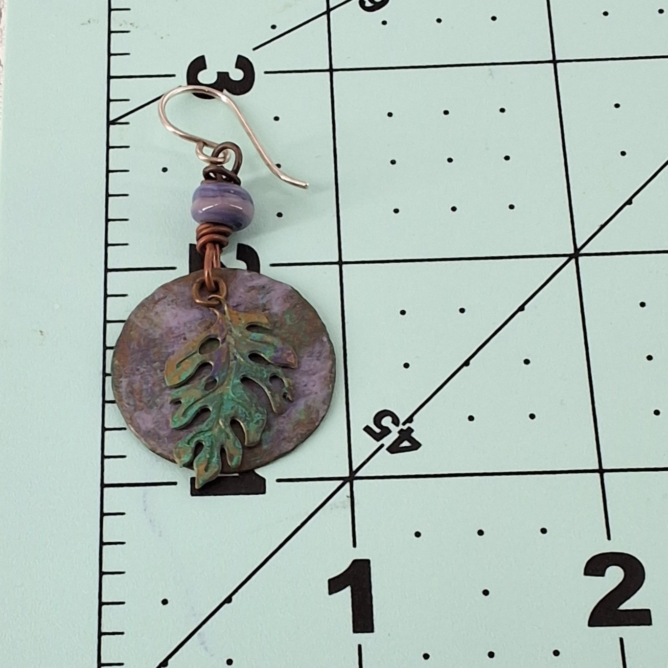 Artisan Verdigris Patina Leaf Copper Mixed Metal Earring & Necklace Set Boho