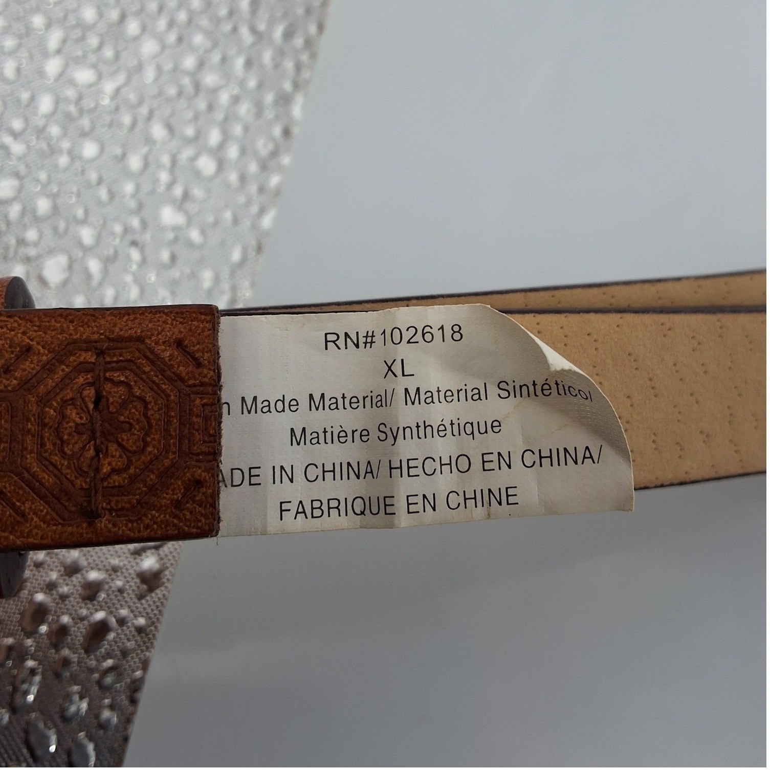 Steve Madden XL Cognac Brown Geometric Embossed Skinny Belt Gold Buckle - View 4
