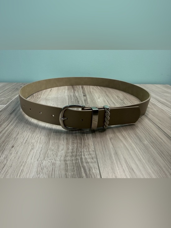 Steve Madden XL Cognac Brown Geometric Embossed Skinny Belt Gold Buckle - View 11
