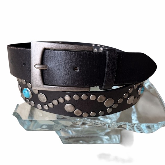 Steve Madden XL Cognac Brown Geometric Embossed Skinny Belt Gold Buckle - View 14