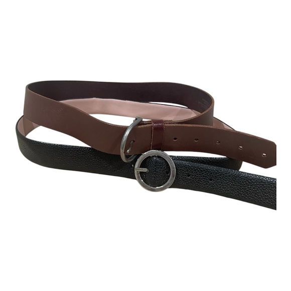 Steve Madden XL Cognac Brown Geometric Embossed Skinny Belt Gold Buckle - View 15