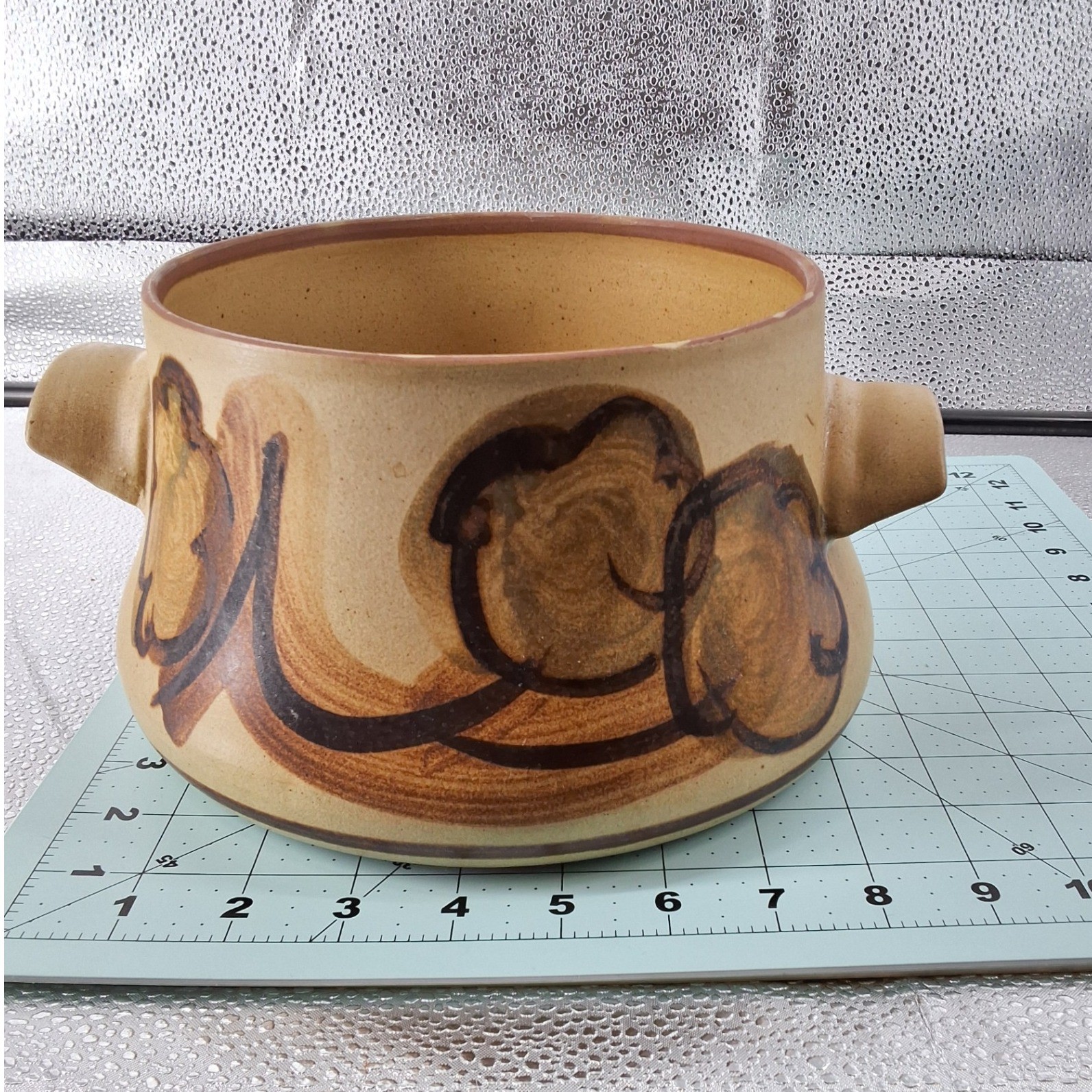 Vintage Clouds Folsom Studio Pottery Lidded Casserole Dish Hand Painted - View 3