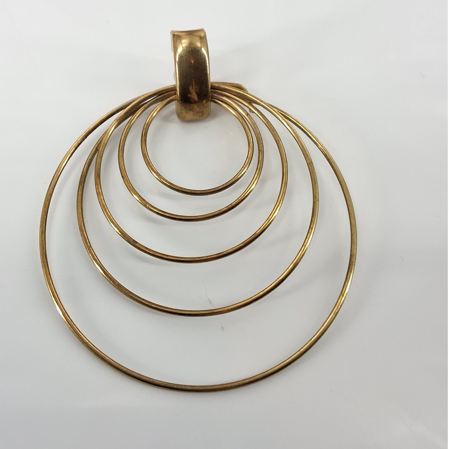 Vintage Gold Tone Multi Hoop Tiered Concentric Circle Drop Statement Earrings - View 4