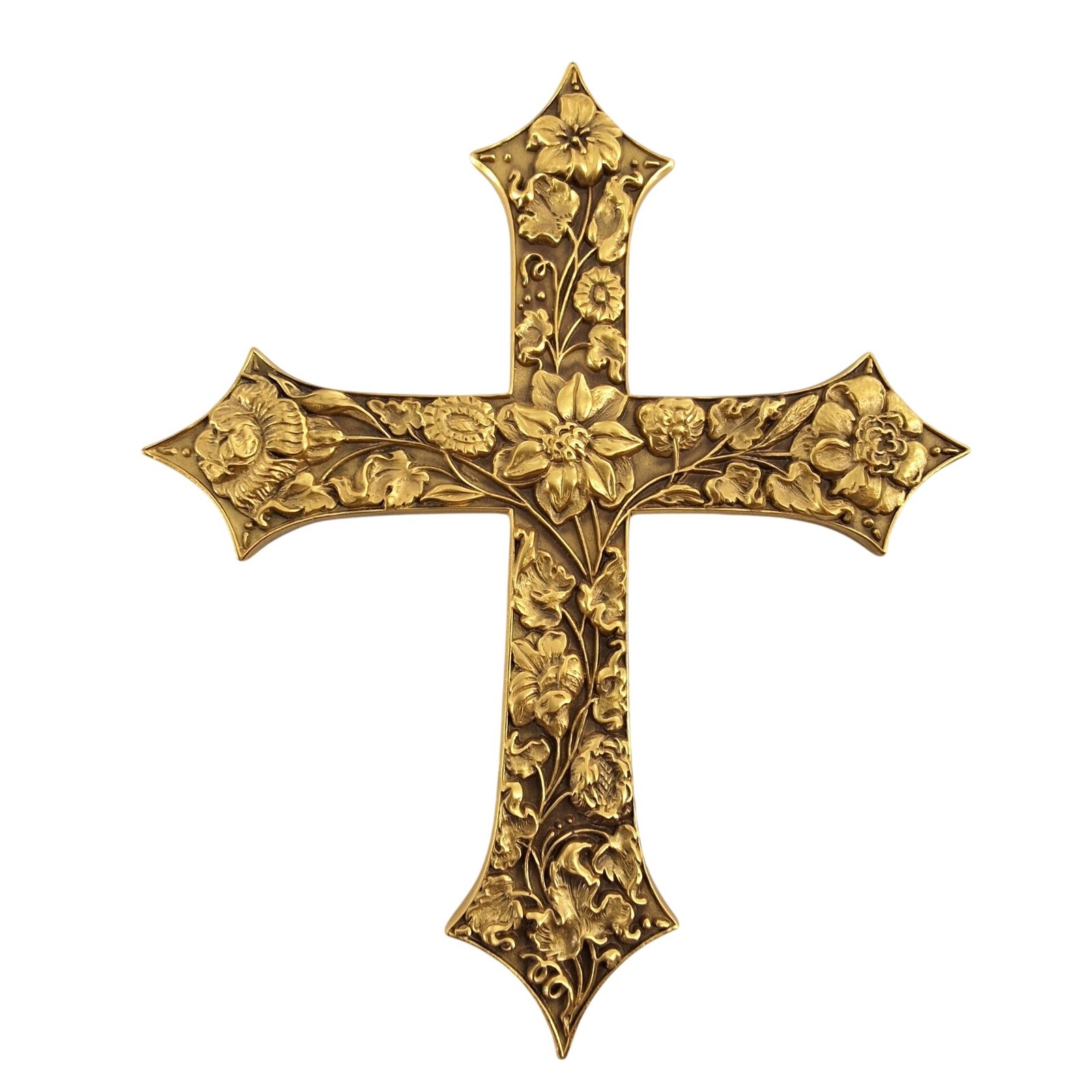 Johannes Hanias NGA Vintage Gold Tone Floral Cross Pendant National Gallery