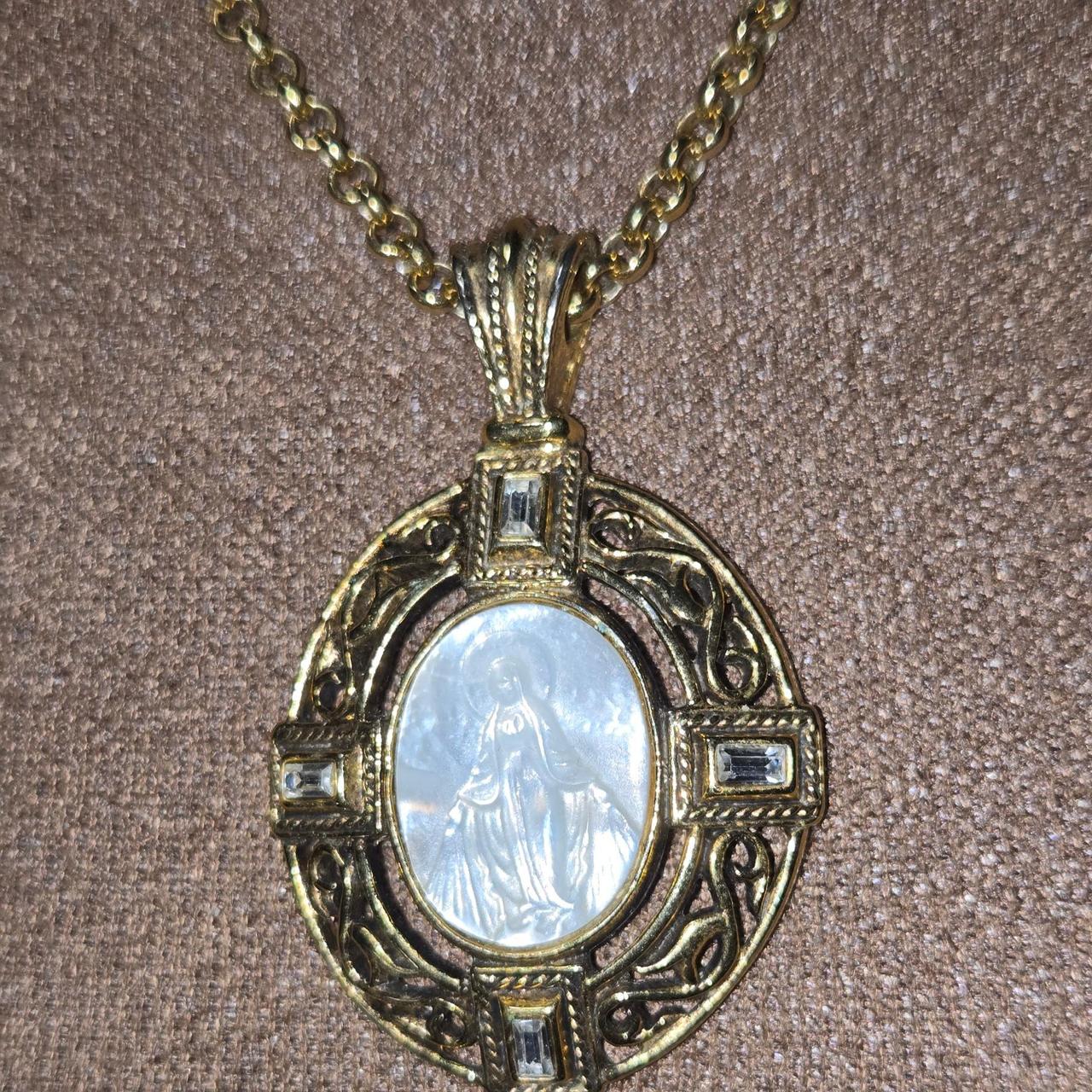 Johannes Hanias NGA Vintage Gold Tone Floral Cross Pendant National Gallery - View 10