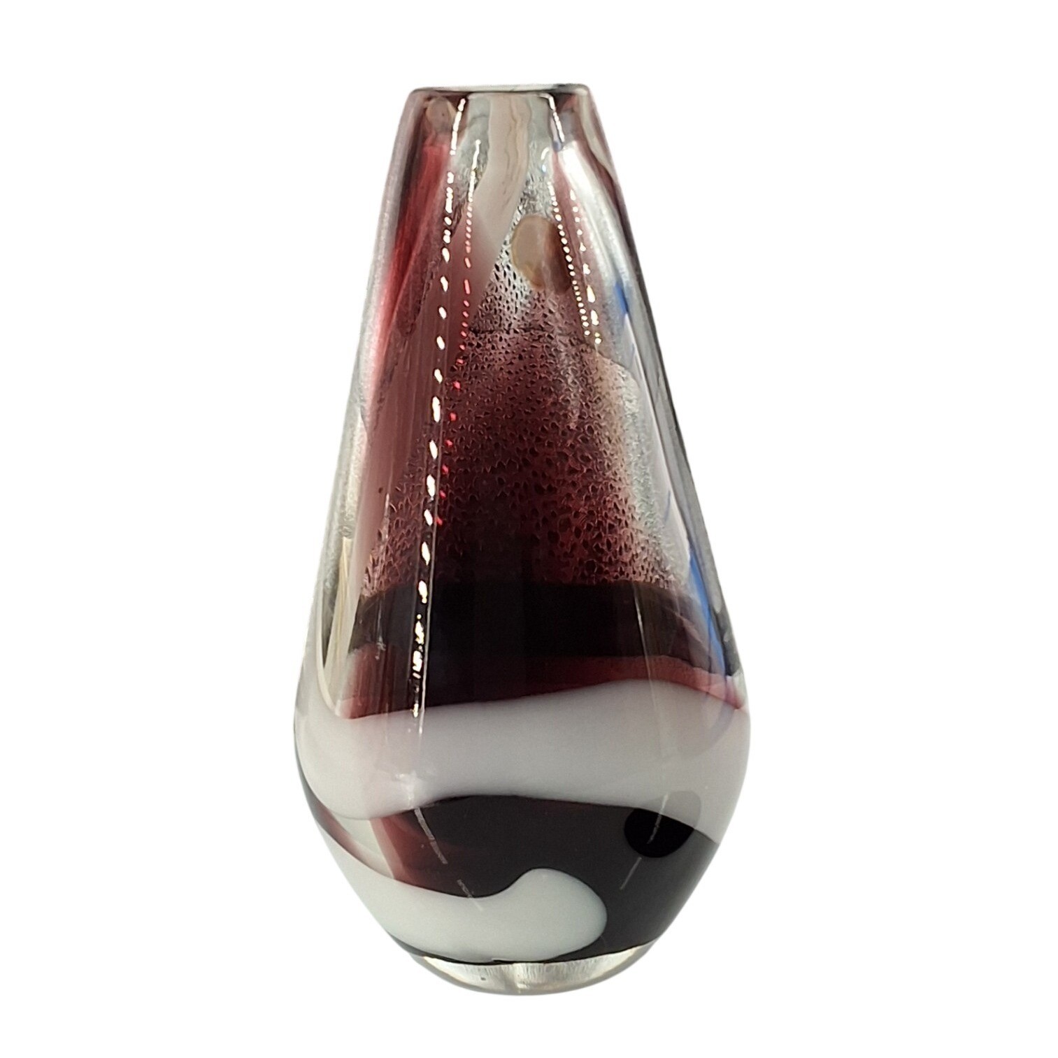 Vintage Art Glass Bud Vase Purple White Swirl Teardrop Sommerso Style 6.25" - View 5