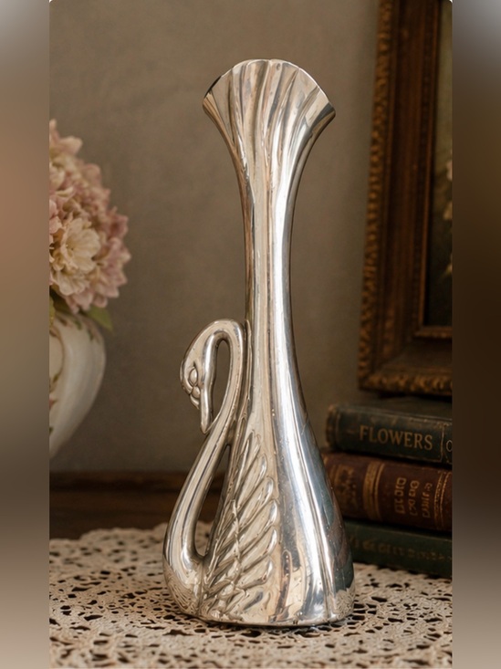 Vintage Art Glass Bud Vase Purple White Swirl Teardrop Sommerso Style 6.25" - View 23