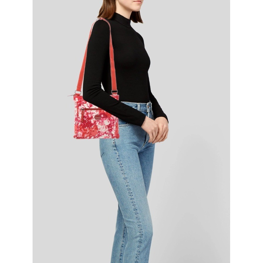 Coach New York Nylon Getaway Crossbody Bag Pink Red Floral Adjustable Strap