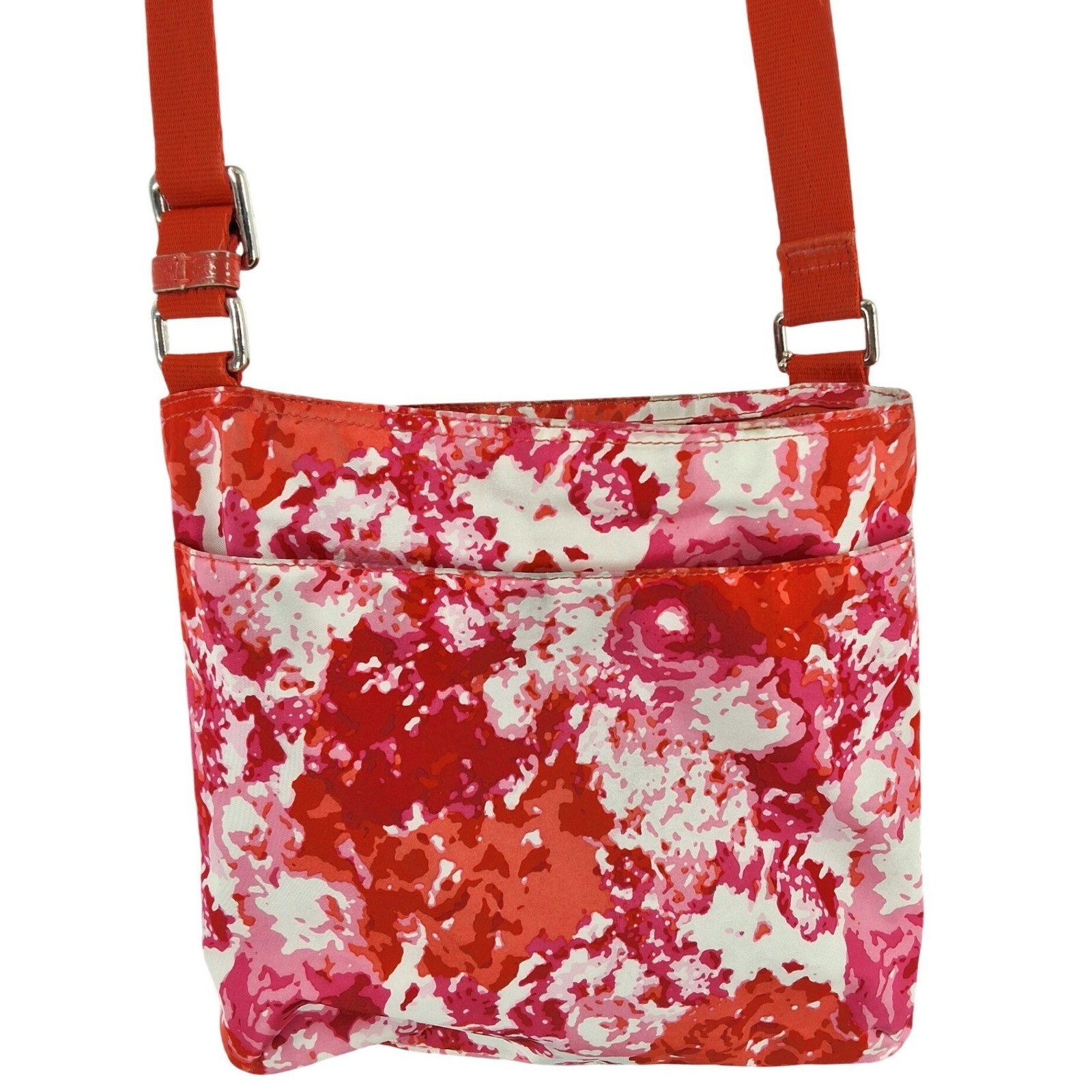 Coach New York Nylon Getaway Crossbody Bag Pink Red Floral Adjustable Strap - View 3